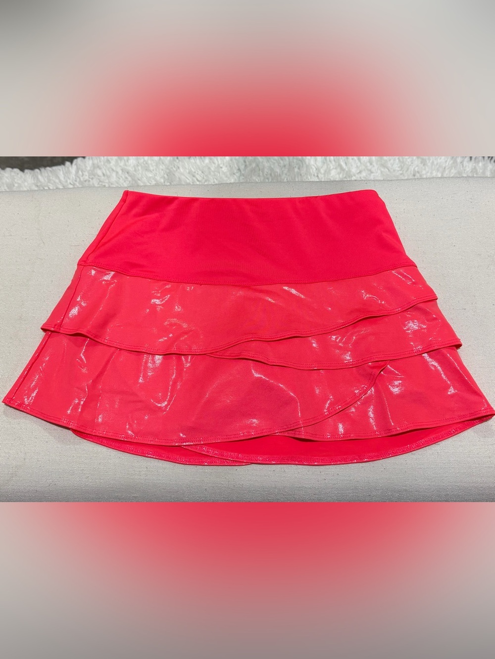 Lucky In Love Tennis Shiny Skirt Tiered Ruffle Size Small